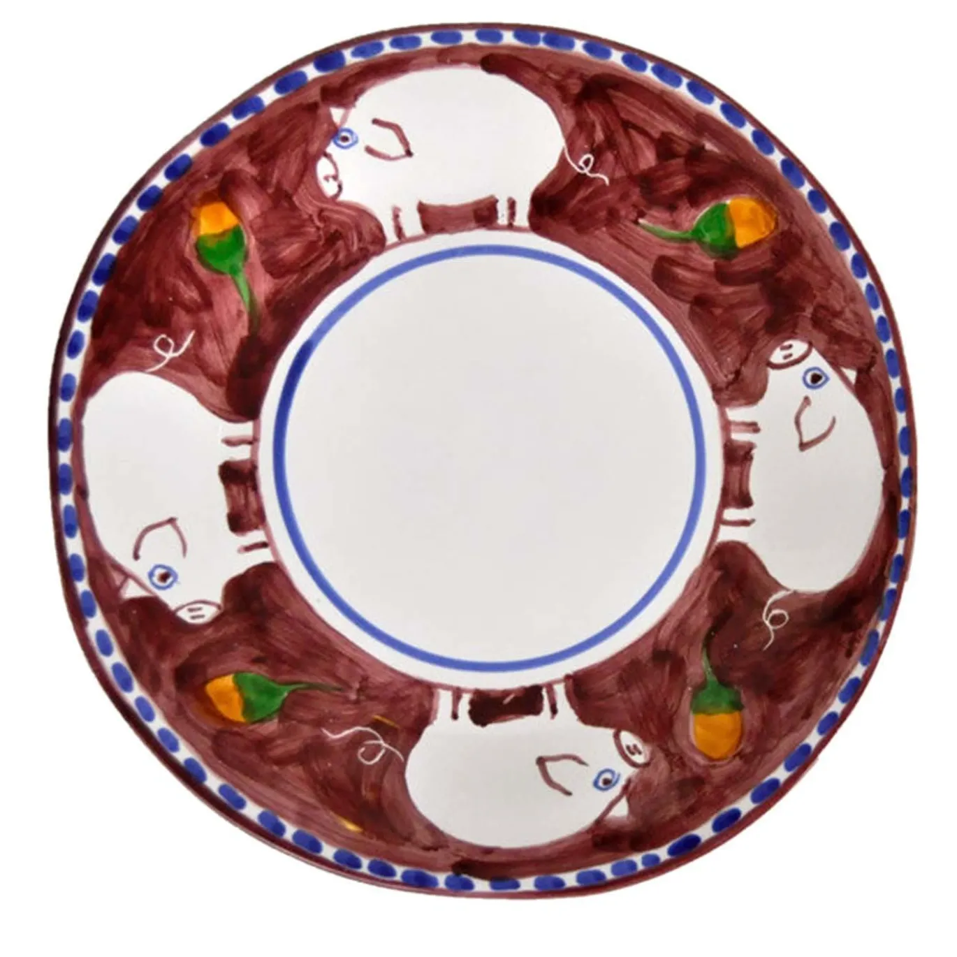 Set di 6 piatti di carica rotondi prugna Cortile 38 cm