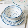 Set di 4 piatti fondi in ceramica blu chiaro Luminaria