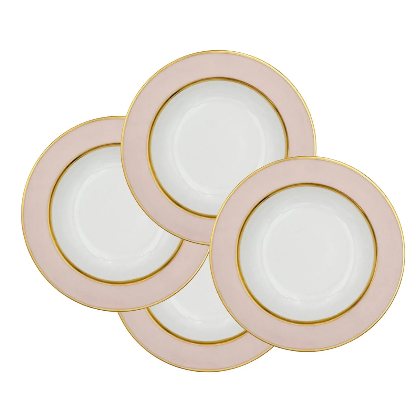 Set di 4 piatti fondi in porcellana rosa pastello