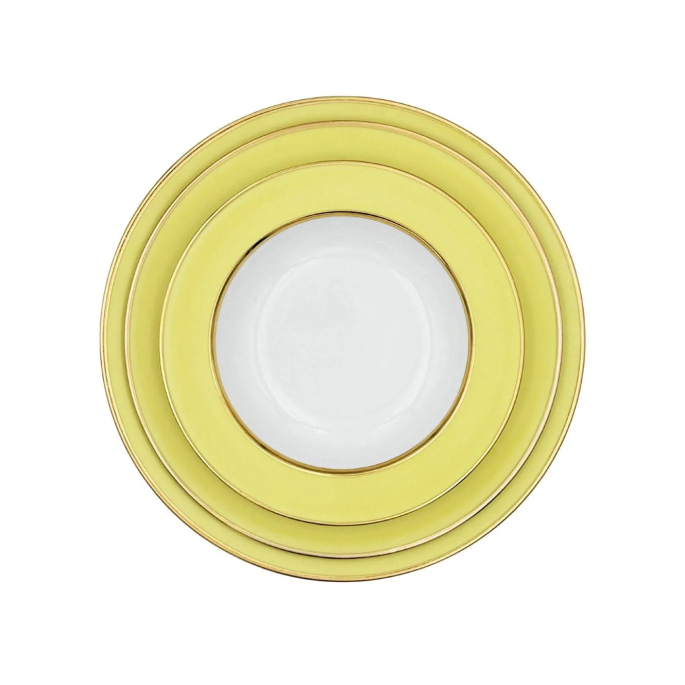 Set di 4 piatti fondi in porcellana giallo pastello
