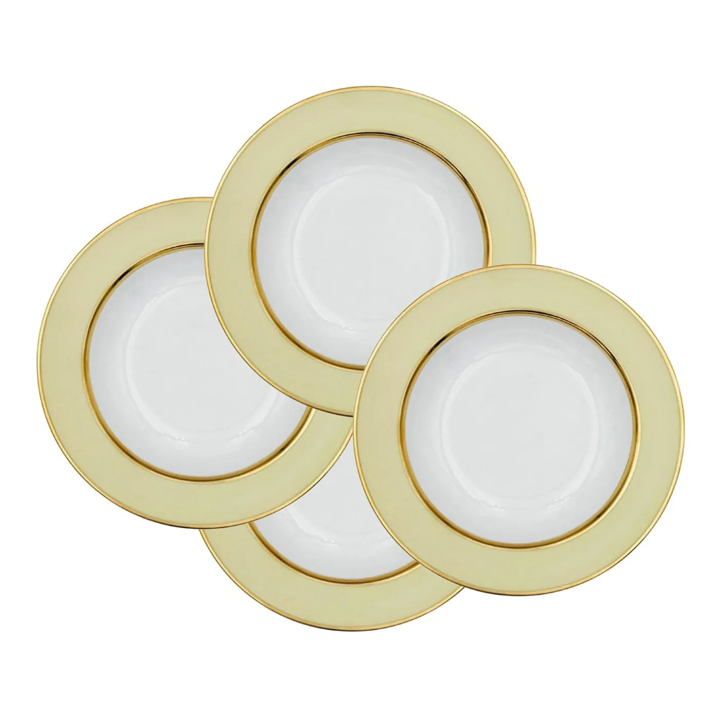 Set di 4 piatti fondi in porcellana crema pastello