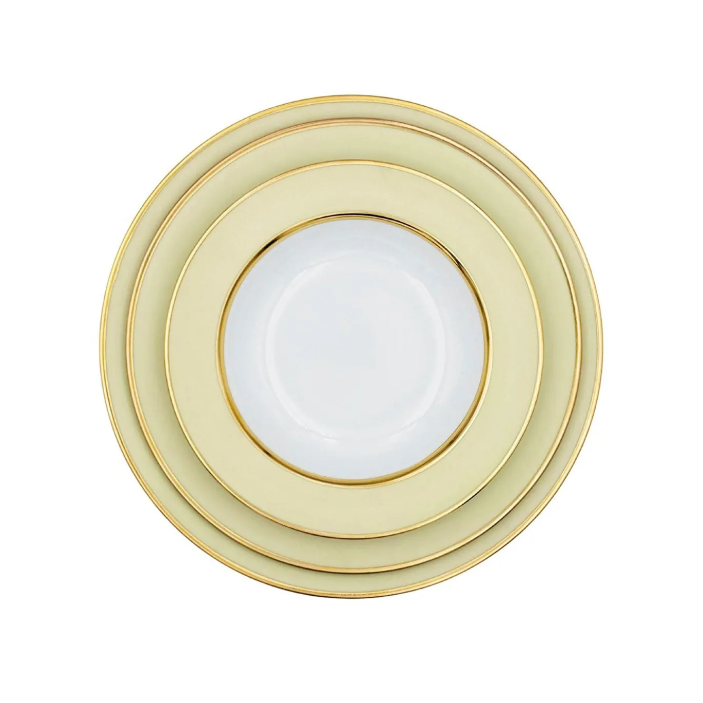 Set di 4 piatti fondi in porcellana crema pastello