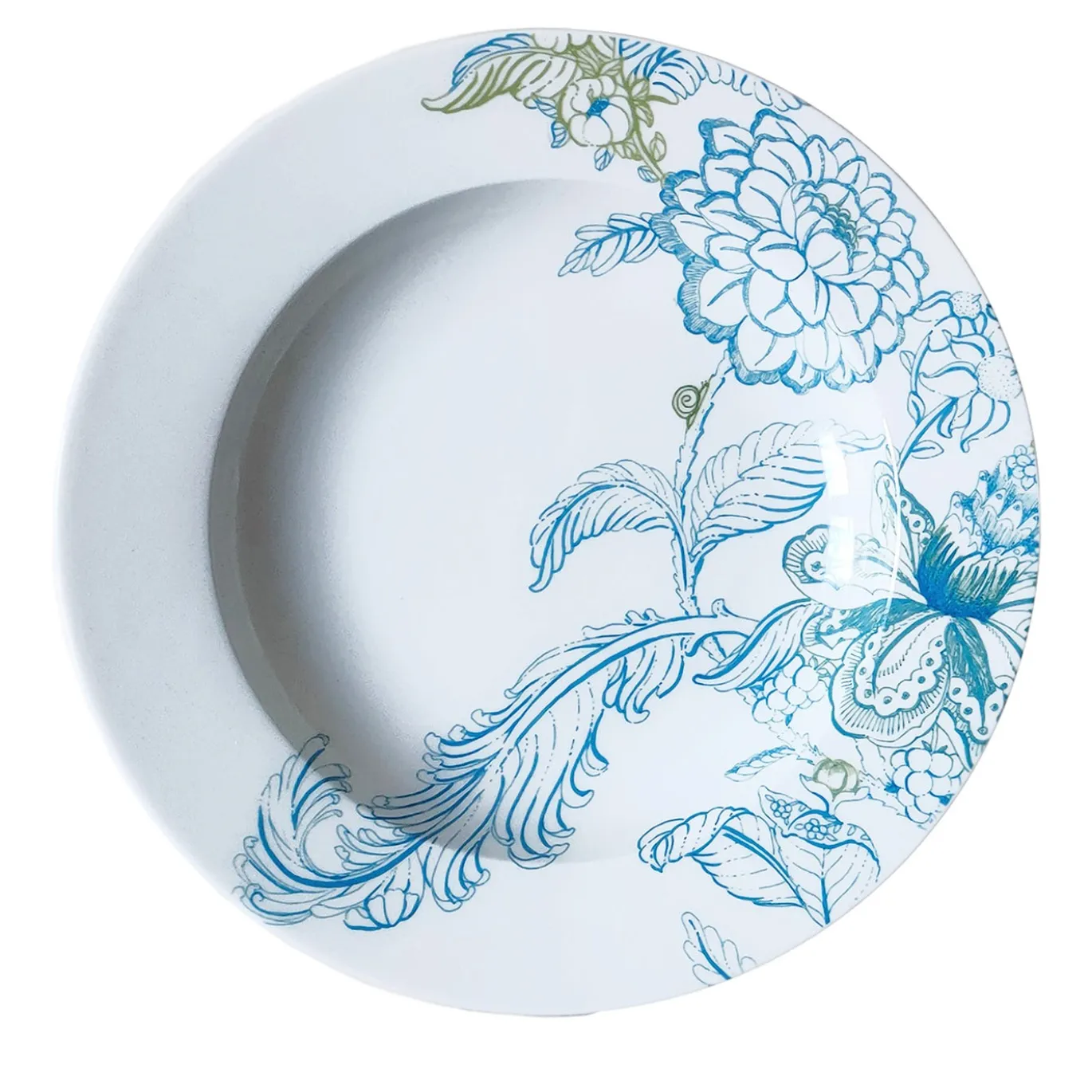 Set di 2 piatti fondi in porcellana Florian azzurro #1
