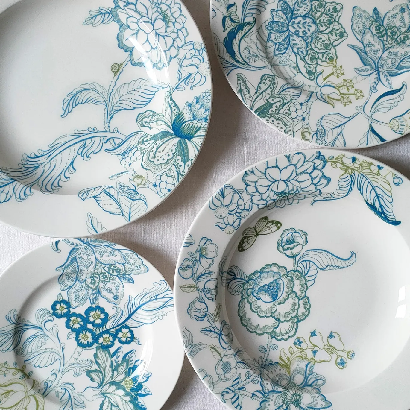 Set di 2 piatti fondi in porcellana Florian azzurro #1