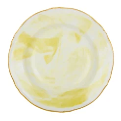 Set di 6 piatti fondi Limone in porcellana e oro realizzati a mano