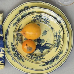 Set di 6 Piatti Fondi Oriente Italiano Citrino in Porcellana Gialla di Gio Ponti