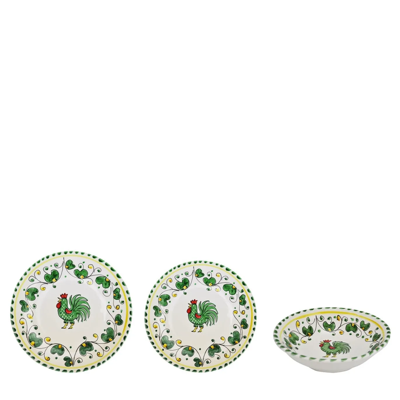 Set di 18 piatti Galletto Green