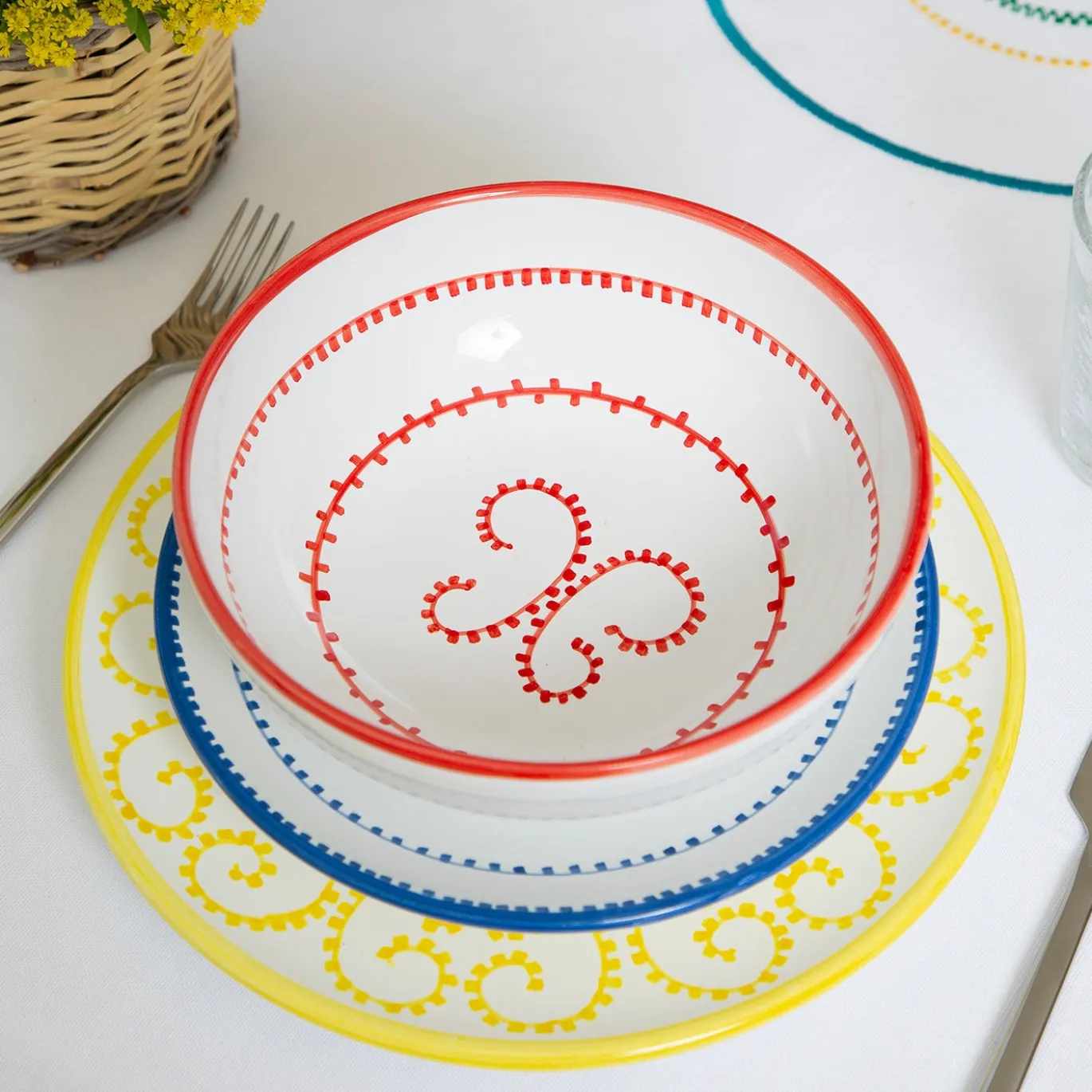 Set di 4 piatti in ceramica gialla Luminaria