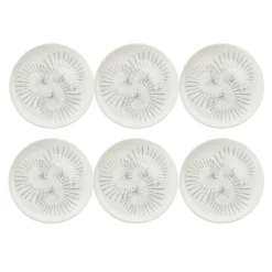 Set di 6 Piattini da Dessert Uccelli del Paradiso Bianchi
