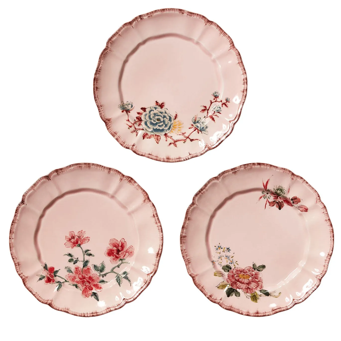 Set di 3 Piattini da Dessert Veranda Rosa