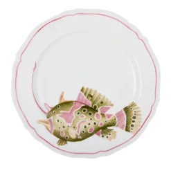 Set di 4 piatti piani Fantasme de l'Artiste in porcellana dipinti a mano