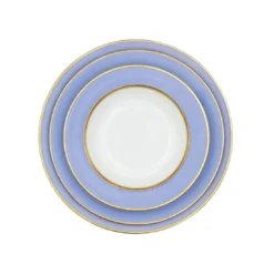 Set di 4 piatti piani in porcellana viola pastello