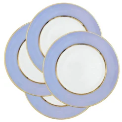 Set di 4 piatti piani in porcellana viola pastello