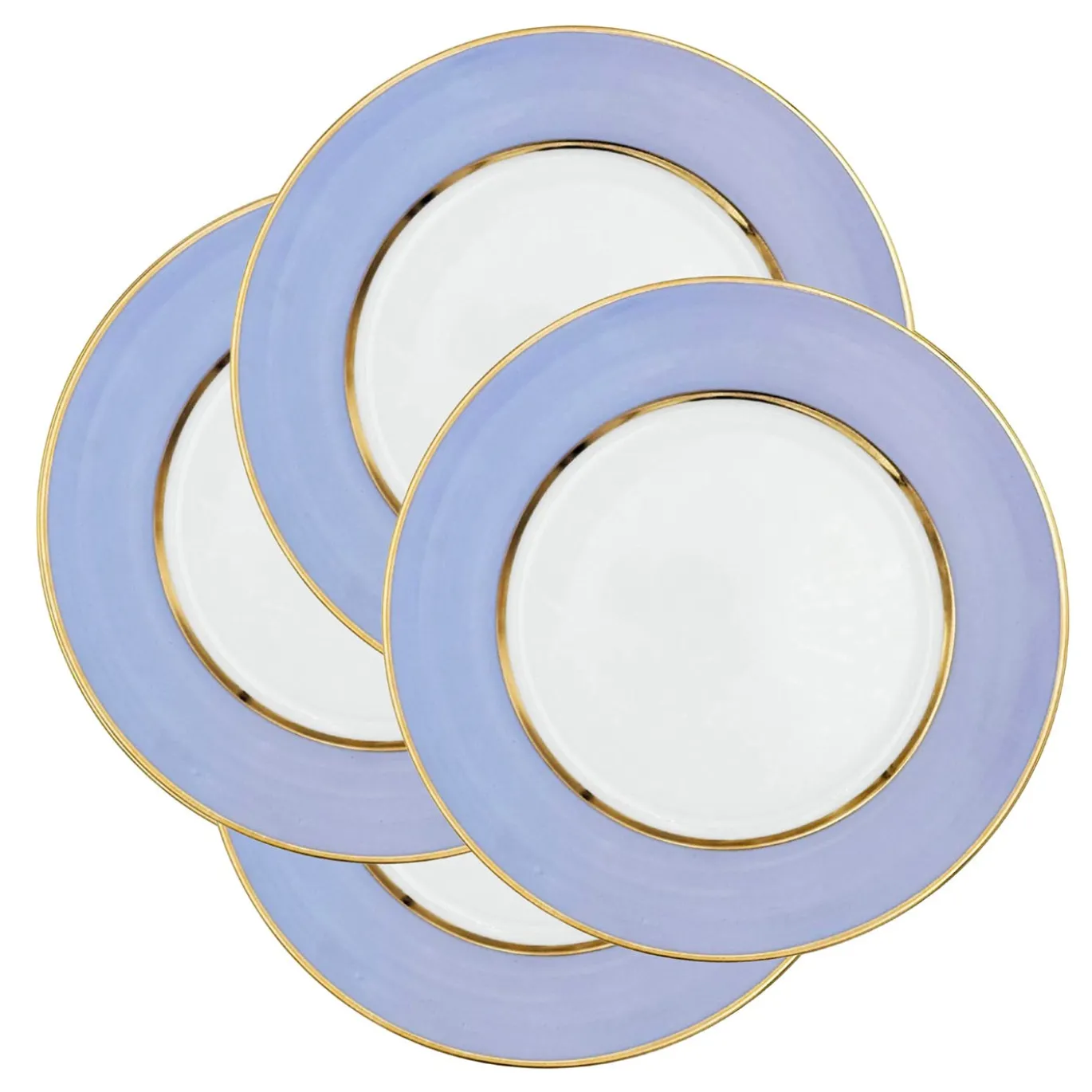 Set di 4 piatti piani in porcellana viola pastello