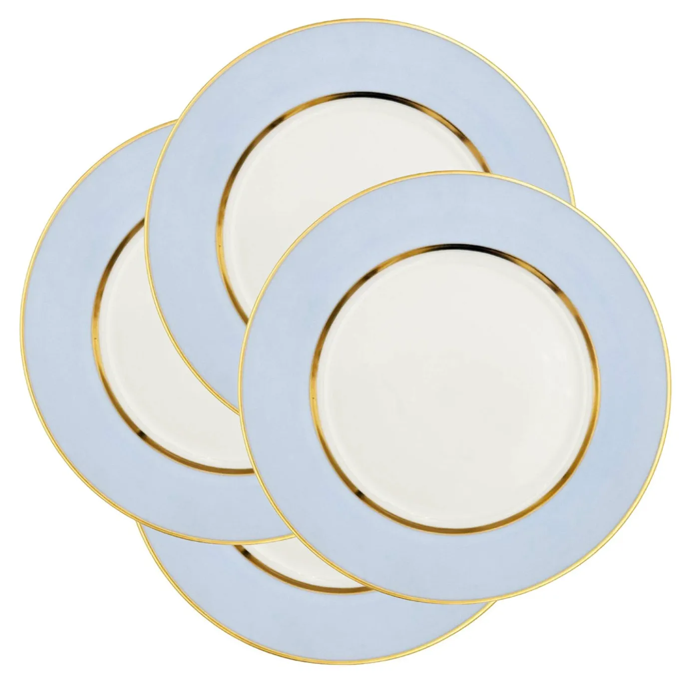 Set di 4 piatti piani in porcellana celeste pastello