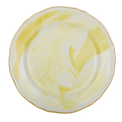 Set di 6 piatti piani Limone in porcellana e oro realizzati a mano