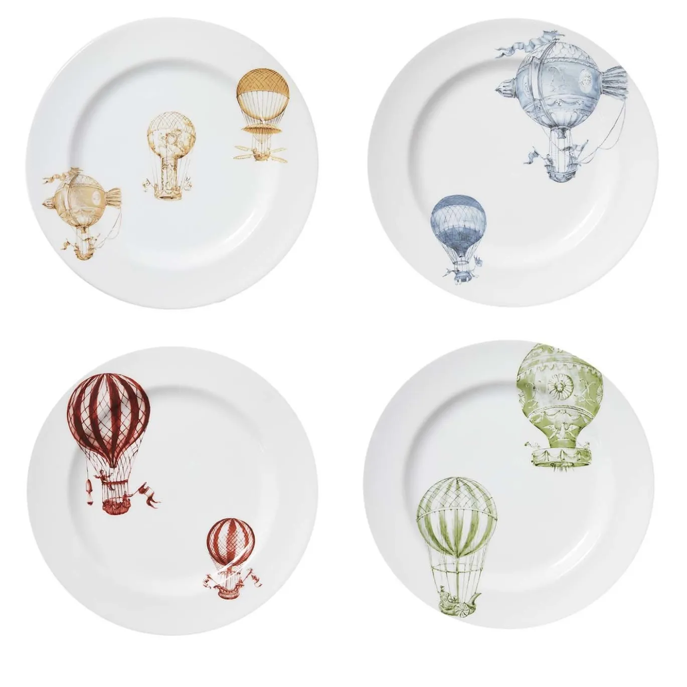 Set di 4 Piatti Piani Mongolfiere