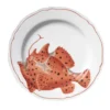 Set di 4 piatti piani Scoglio Rouge in porcellana dipinti a mano