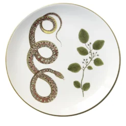 Set di 3 Piatti Piani Serpi #1 in Ceramica Bianca