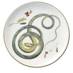 Set di 3 Piatti Piani Serpi #1 in Ceramica Bianca