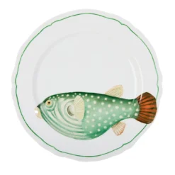 Set di 4 piatti piani Sfera Marina in porcellana dipinti a mano