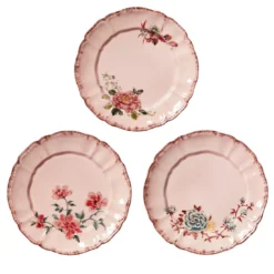 Set di 3 Piatti Piani Veranda Rosa