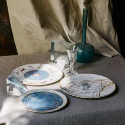 Set di 12 Piatti Piani Zodiaco in Ceramica