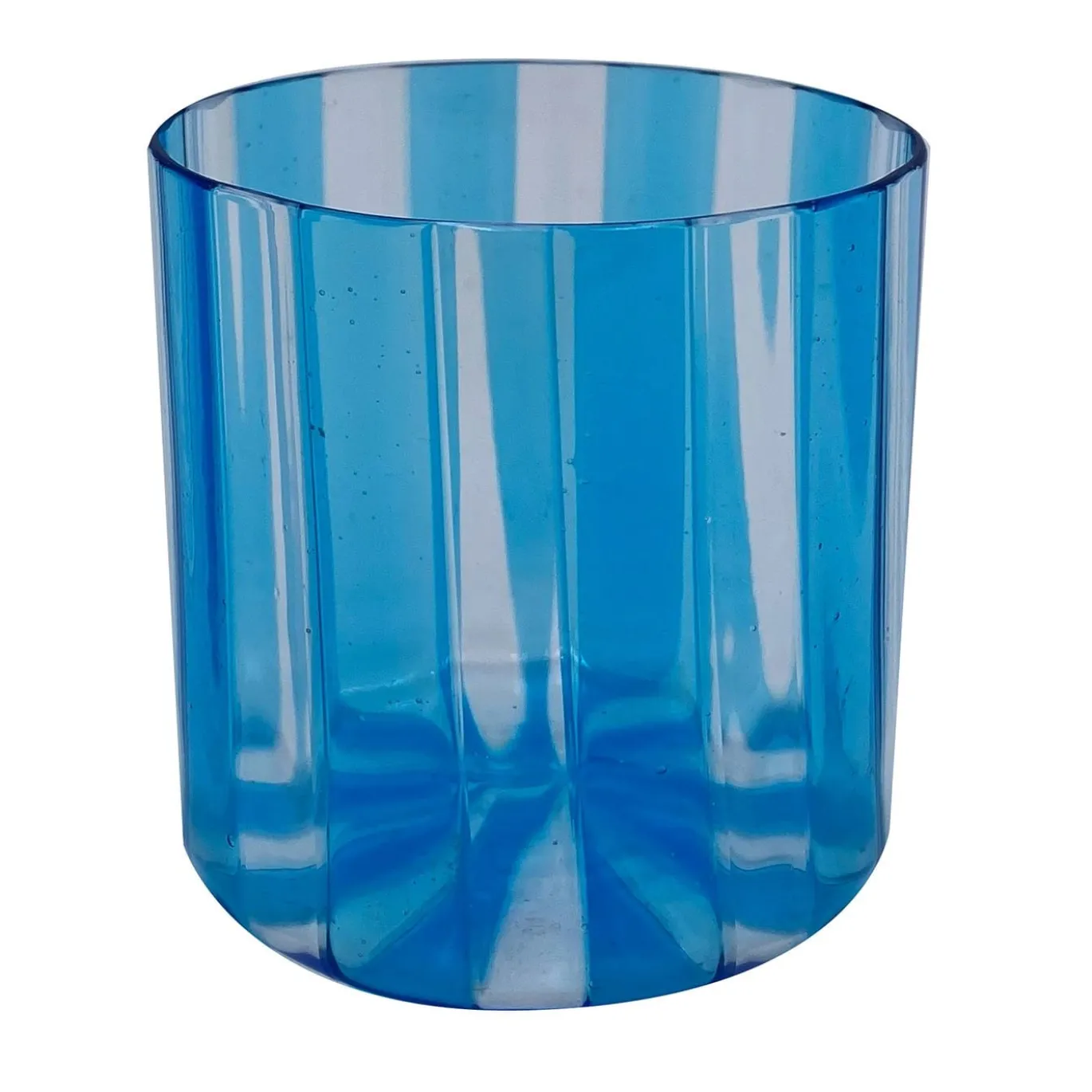 Set di 2 piccoli bicchieri da acqua blu chiaro a coste