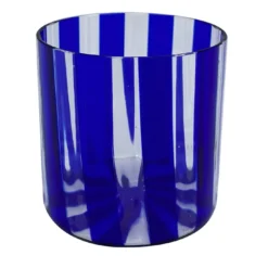 Set di 2 piccoli bicchieri da acqua blu a coste