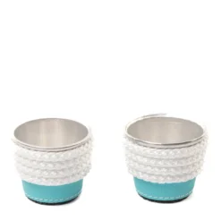Set di 6 portabicchieri di carta in alluminio turchese e bianco