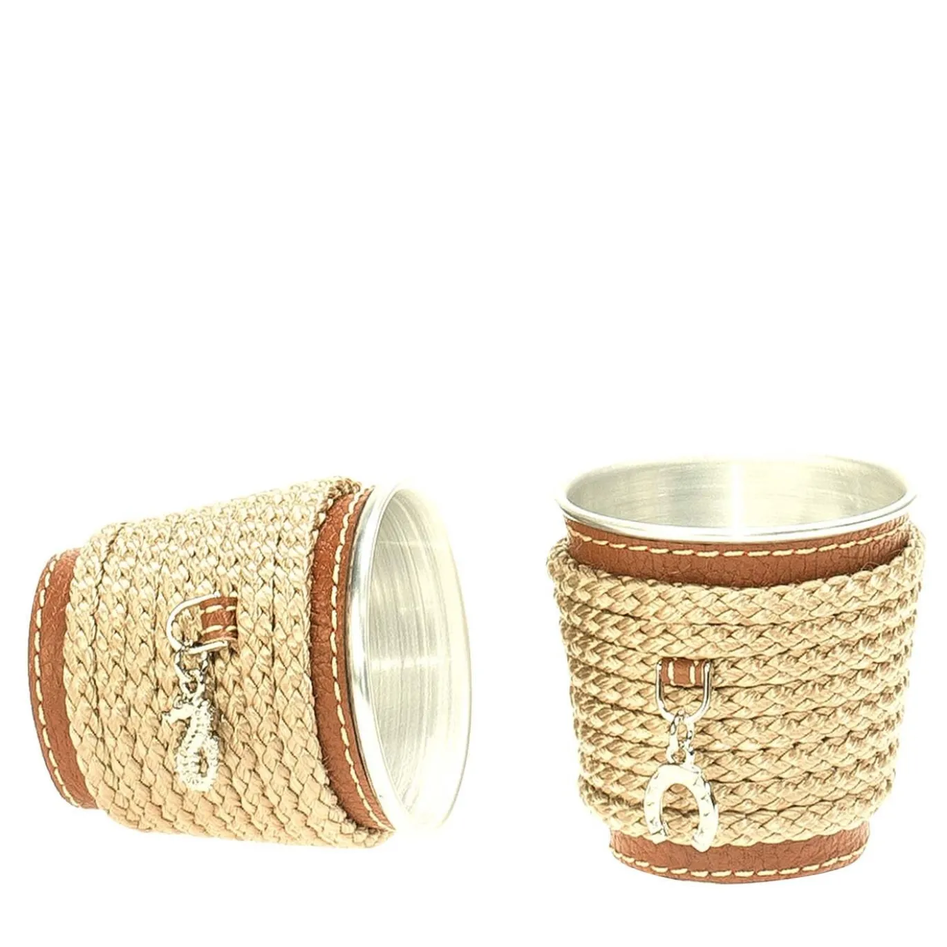 Set di 6 portabicchieri in alluminio beige