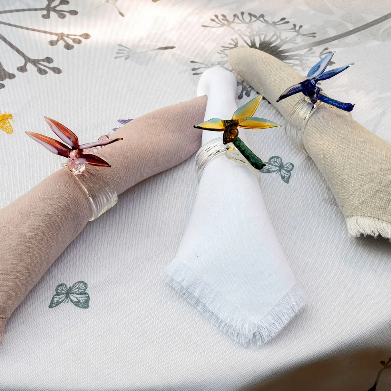 Set di 6 portatovaglioli Ali in Volo con libellula