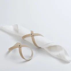 Set di 2 portatovaglioli Heathcliff Cappuccino Beige e Luna White