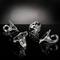 Set di 6 porta tovaglioli in vetro a forma di fiore