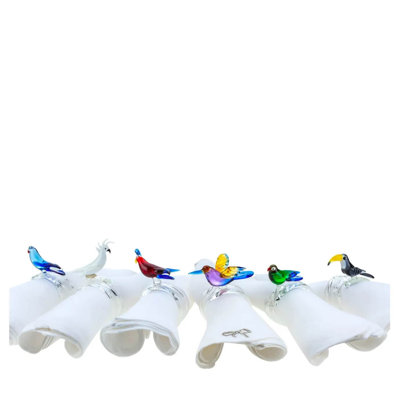 Set di 6 Portatovaglioli Tropical Bird in Vetro