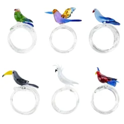 Set di 6 Portatovaglioli Tropical Bird in Vetro