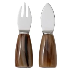 Set di posate da portata Parmigiano con manici in corno
