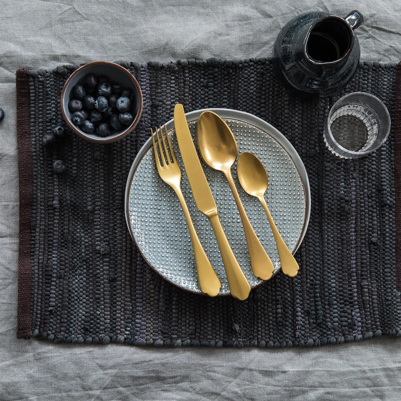 Set di Posate Dolcevita Vintage Oro 5 Pezzi in Acciaio Inossidabile