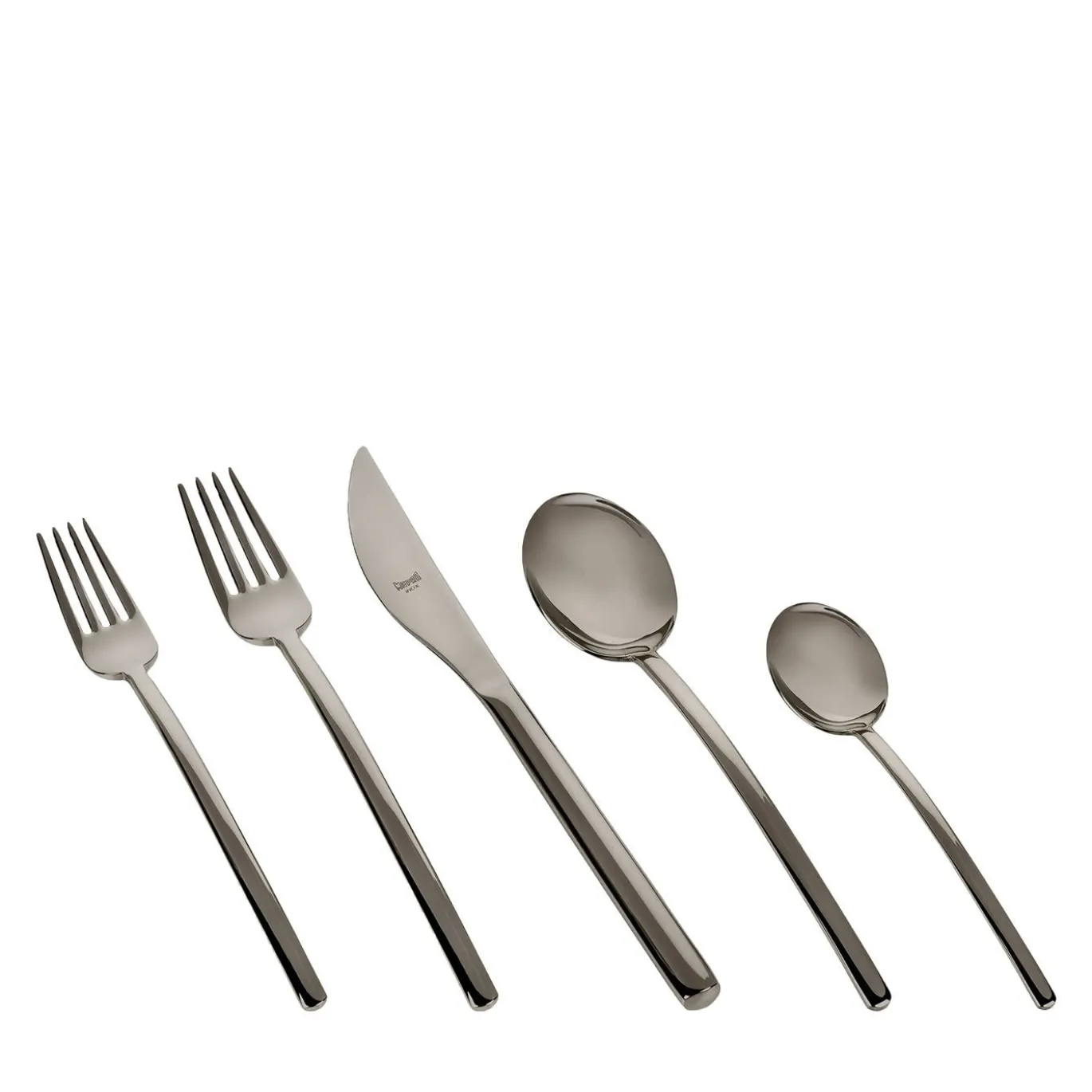 Set di Posate Due Oro Nero 5 Pezzi in Acciaio Inossidabile Grigio
