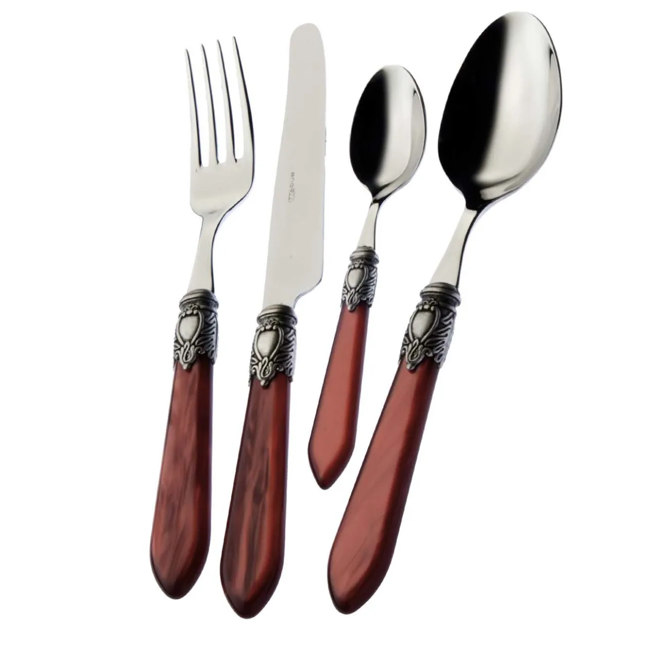 Set di posate Oxford 24 pezzi in borgogna con scatola