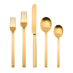 Set di Posate Stile Ice Oro 5 Pezzi in Acciaio Inossidabile di Pininfarina