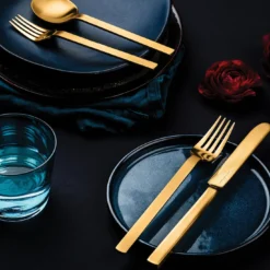 Set di Posate Stile Ice Oro 5 Pezzi in Acciaio Inossidabile di Pininfarina