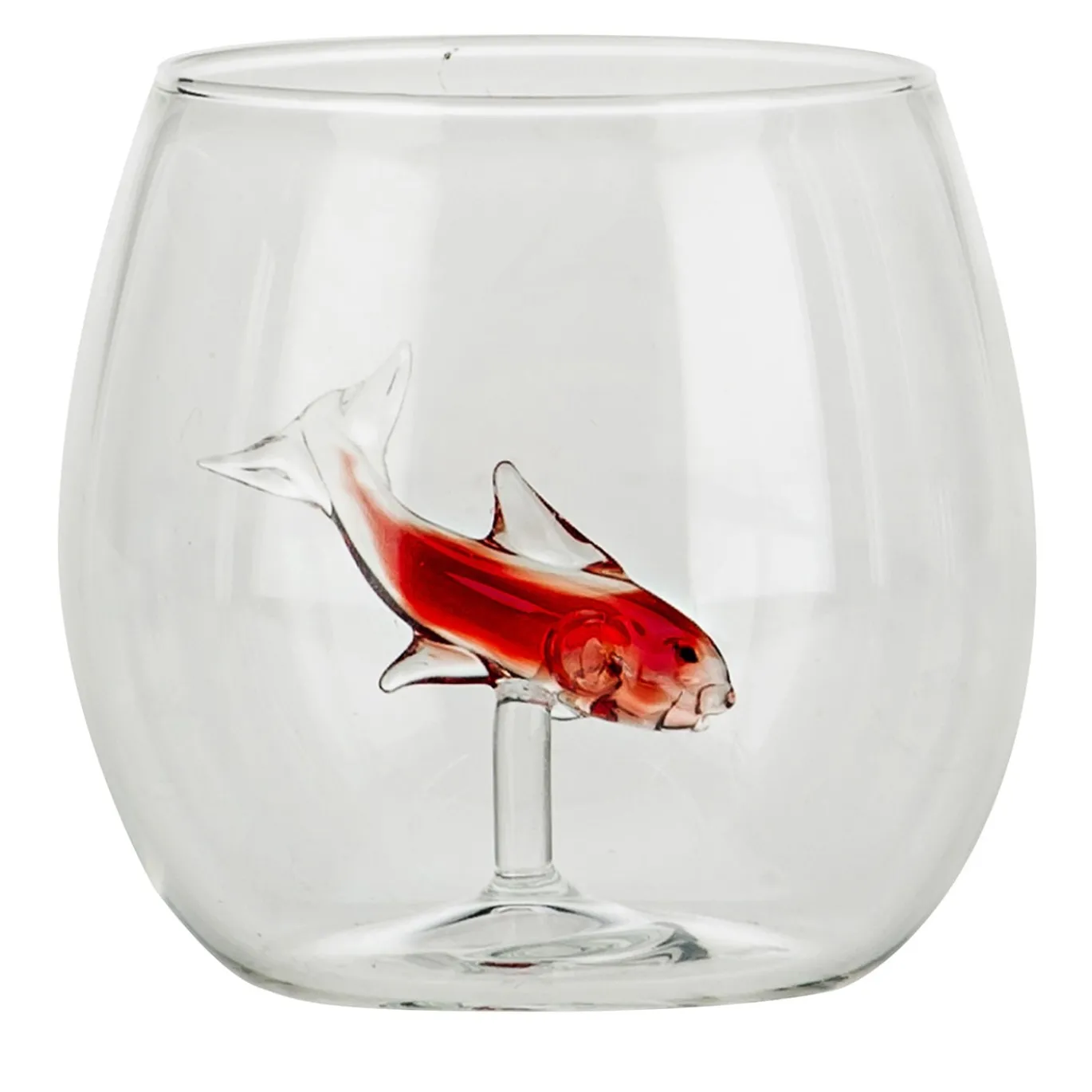 Set di quattro bicchieri a forma di pesciolino rosso arrotondato