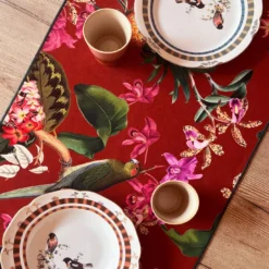 Set di 2 Runner Tropicale e a righe Rosse