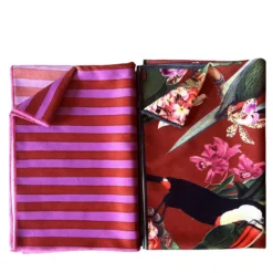 Set di 2 Runner Tropicale e a righe Rosse