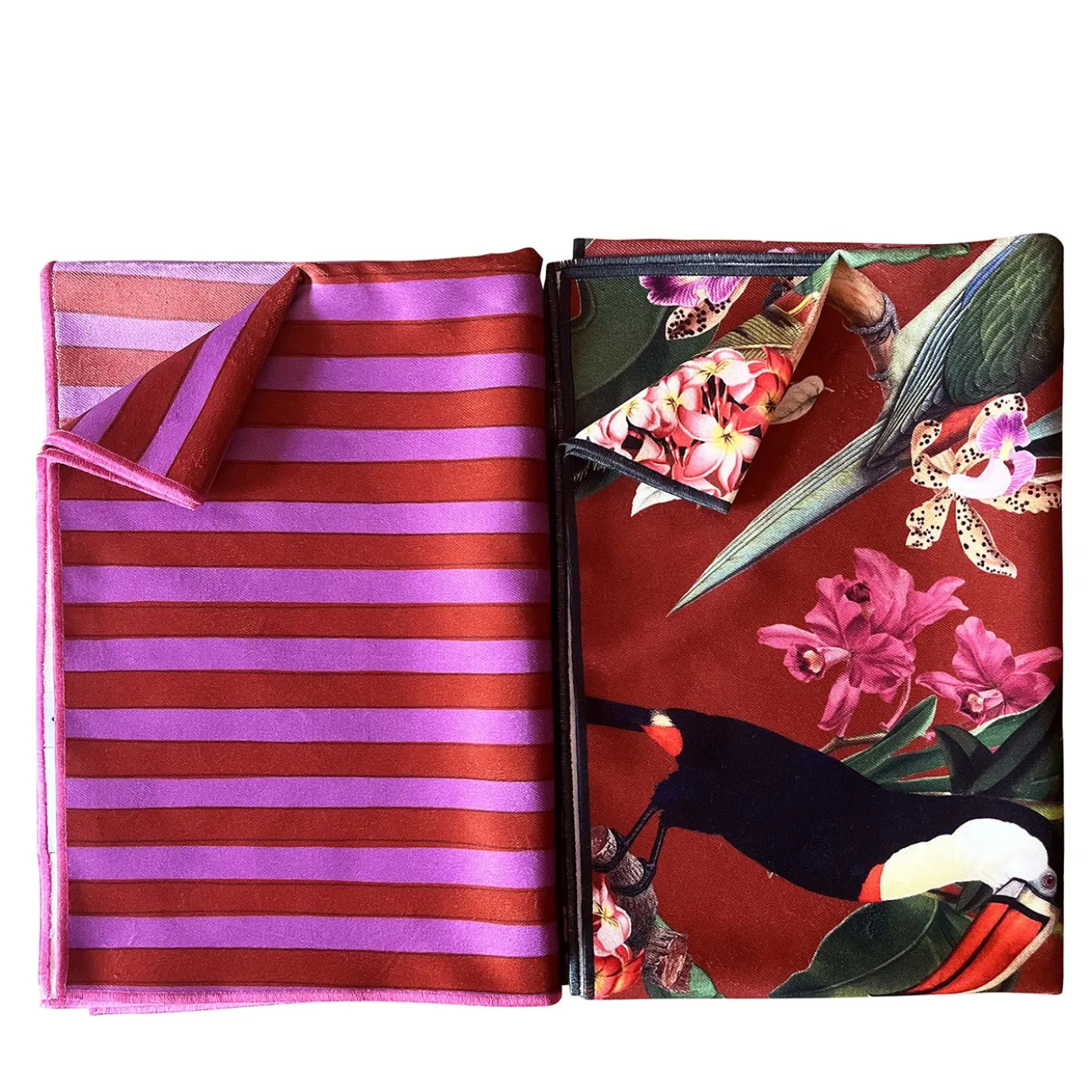Set di 2 Runner Tropicale e a righe Rosse