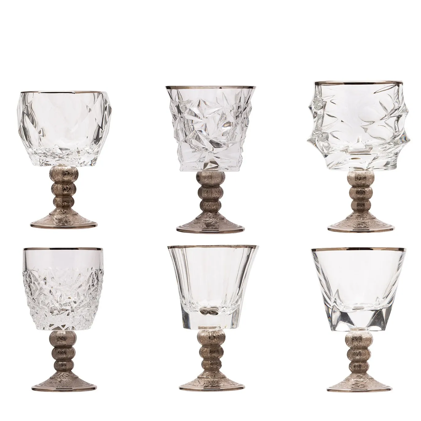 Set di sei calici assortiti Capriccio in platino