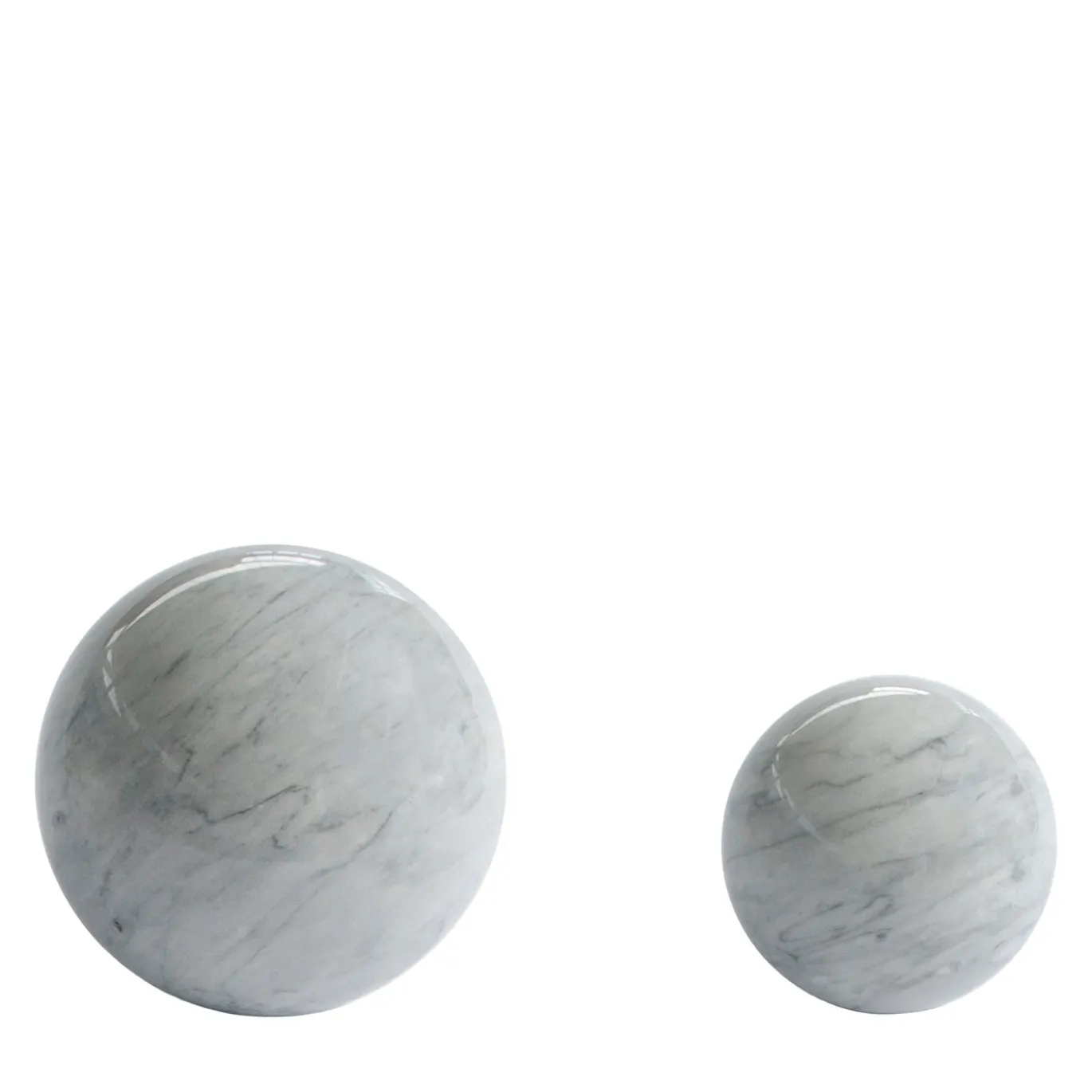 Set di 2 sfere fermacarte in marmo grigio Bardiglio