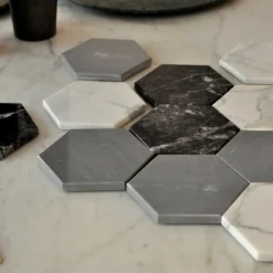Set di 2 sottobicchieri Convivio in marmo Grigio Carnico