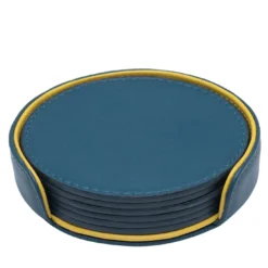 Set di 6 sottobicchieri Dalì Soft Round blu Amalfi e giallo Cedro